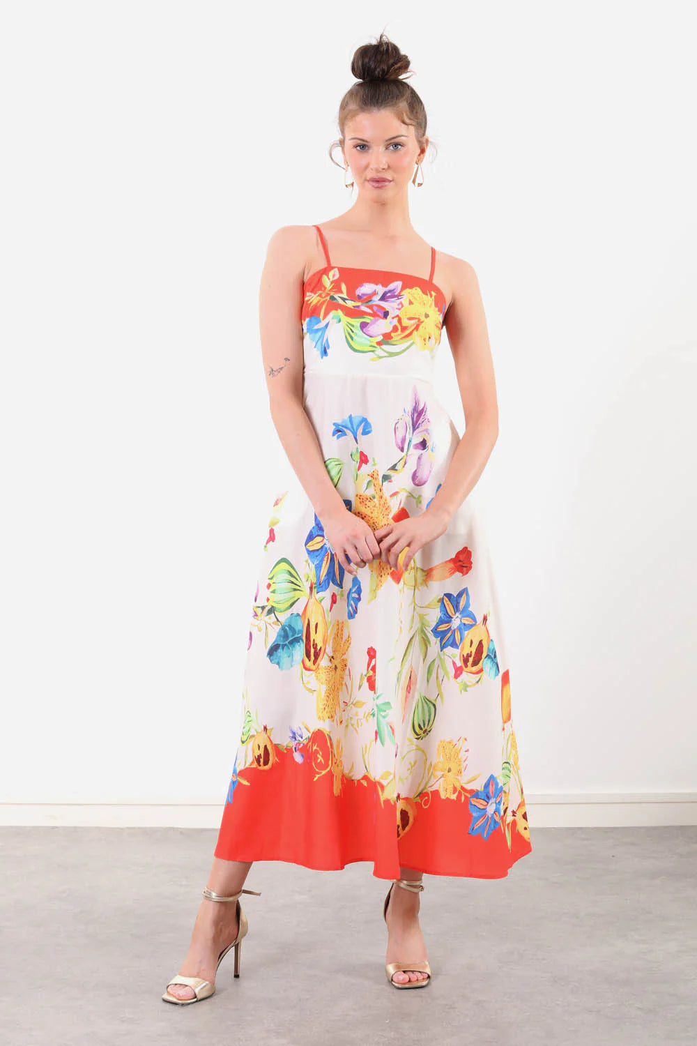 Alma Midi Summer Dress (Orange)