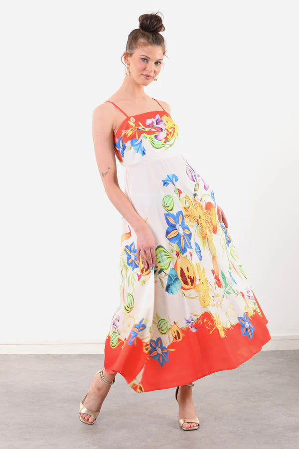 Alma Midi Summer Dress (Orange)