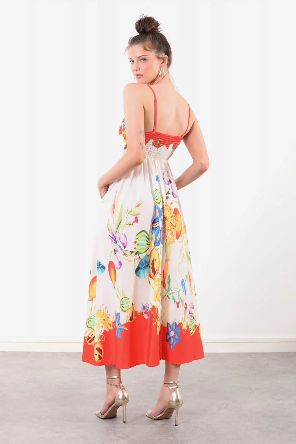 Alma Midi Summer Dress (Orange)