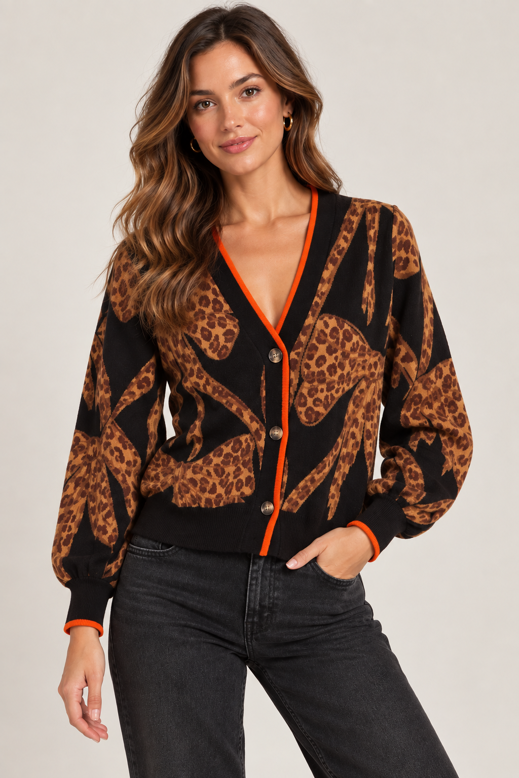 Bow Cardigan (Leopard)