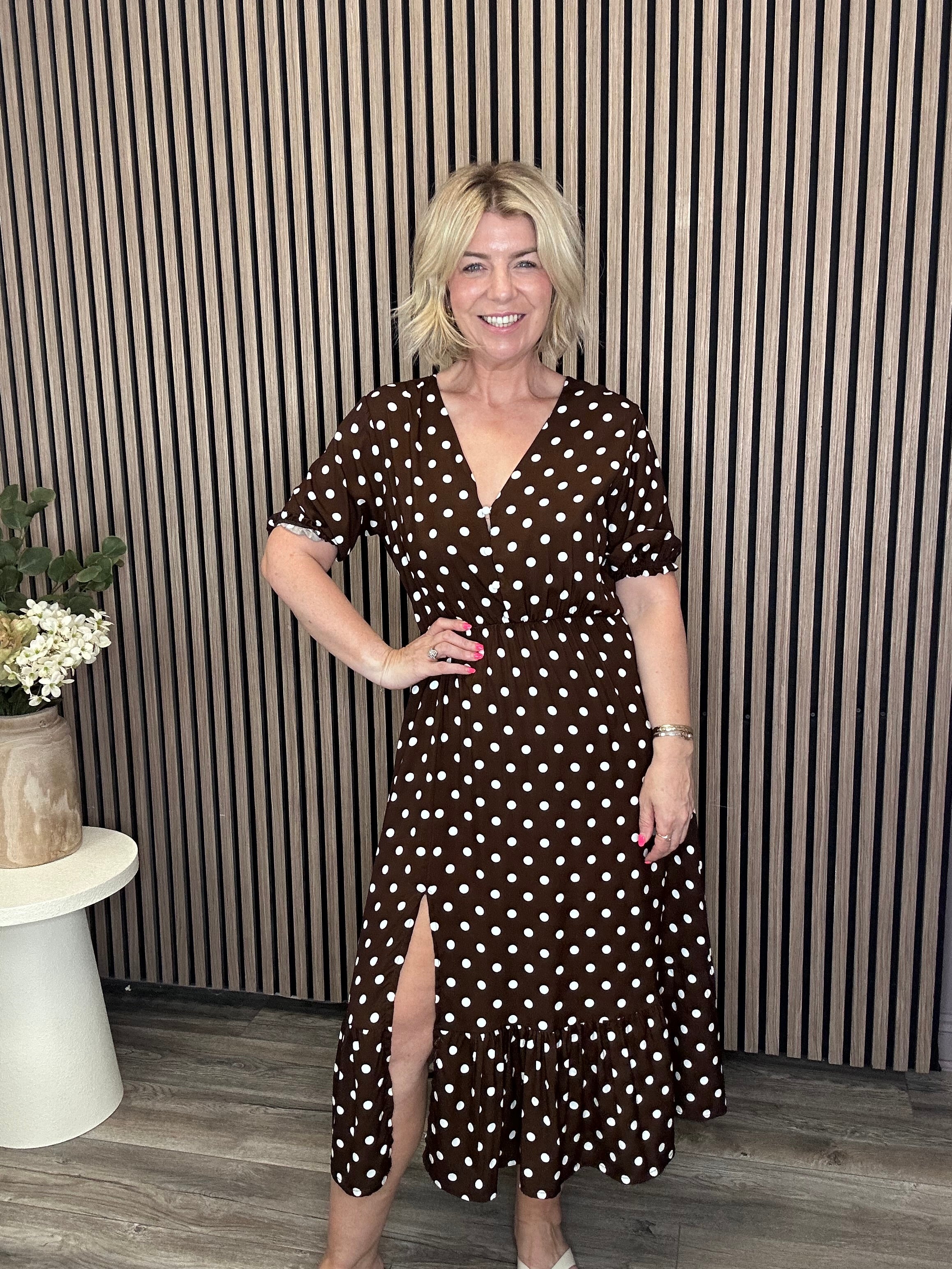 Jenna Midi Dress (Brown)