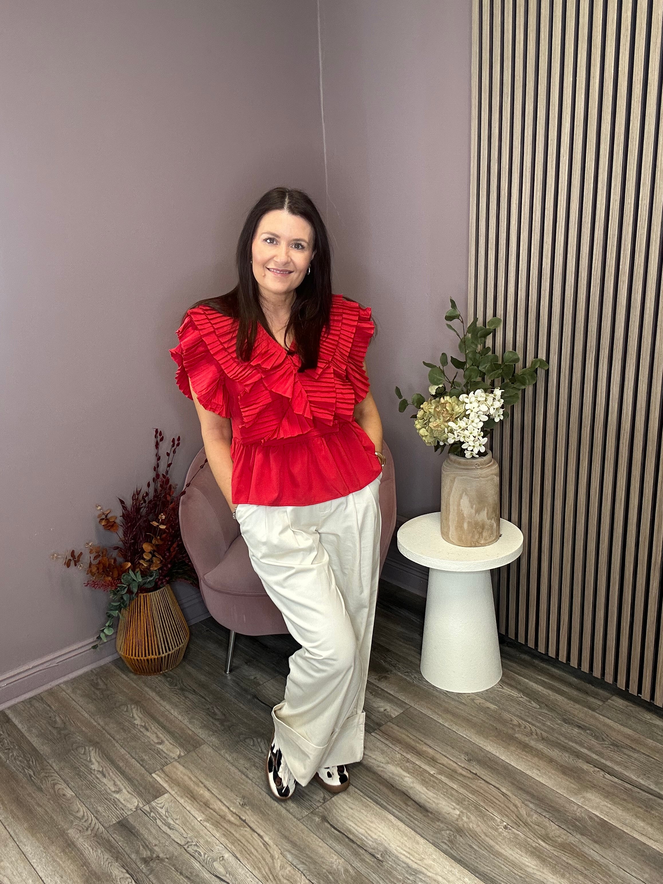 Amara Ruffled Top (Red)