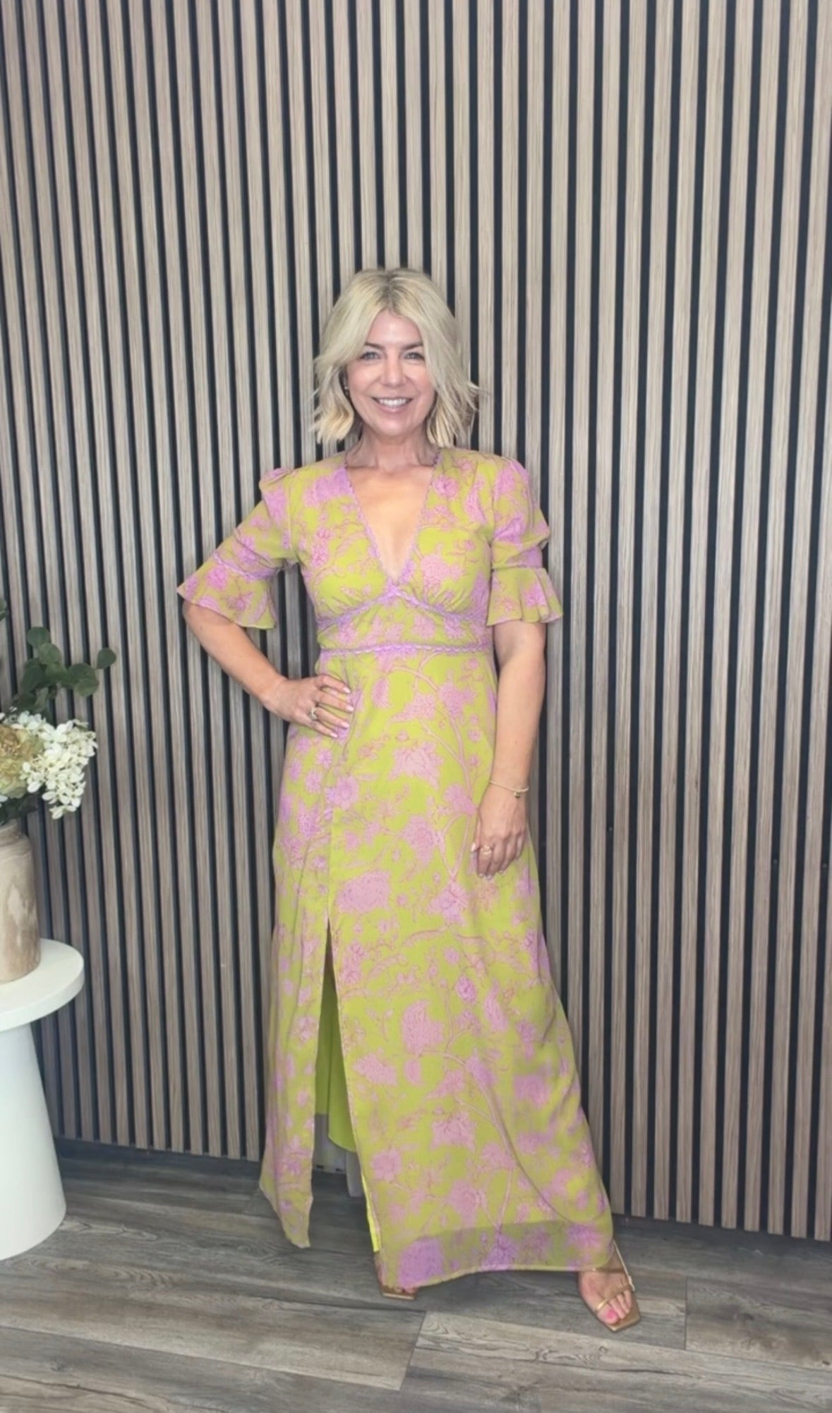 The Yara Maxi Dress (Green/Pink)