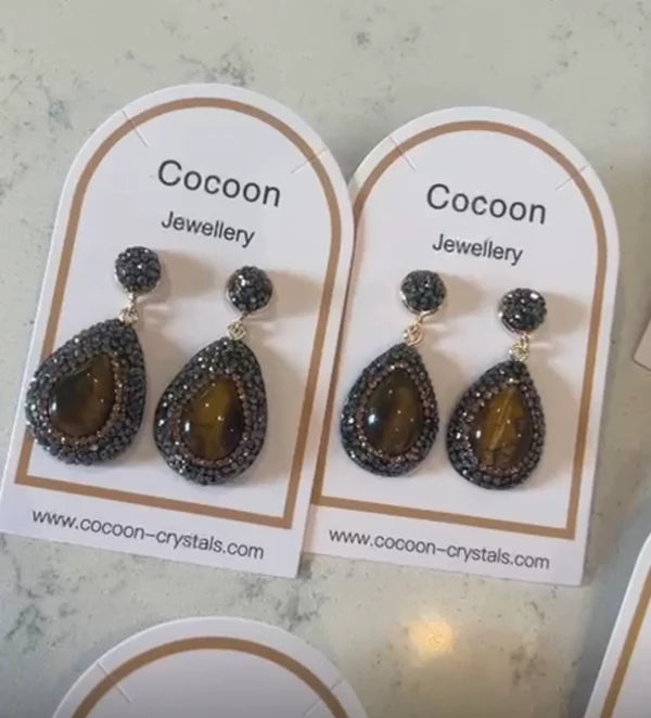Tiger Eye Crystal Drops (Gold)