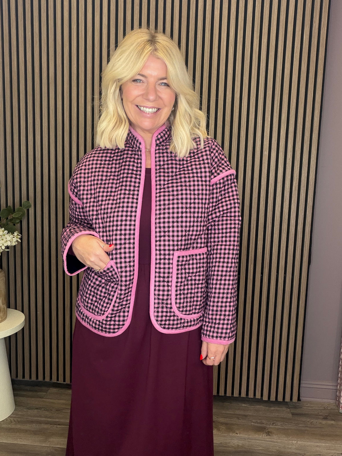 Elowen Quilted Jacket (Rose/Gingham)