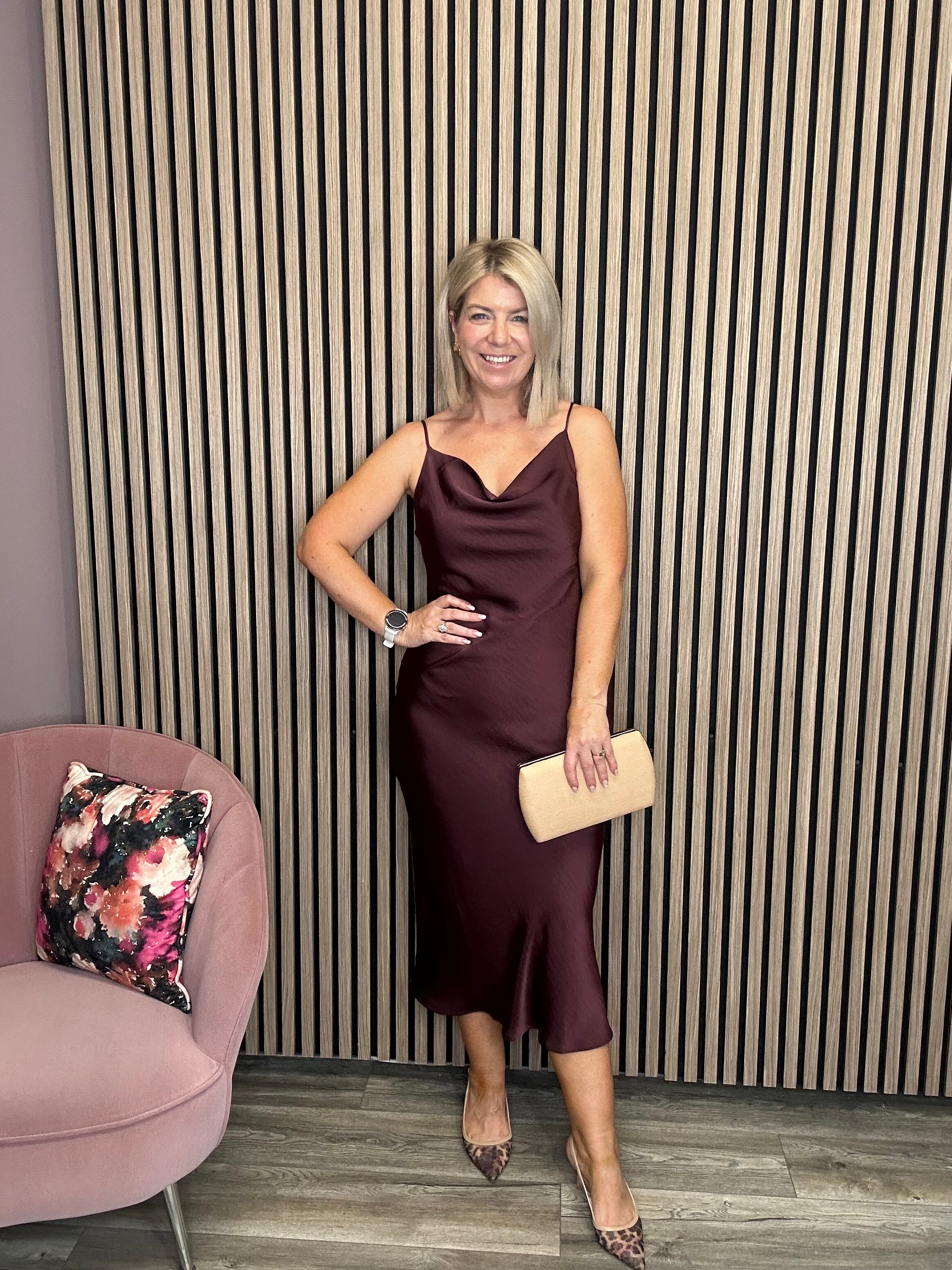 Addison Midi Dress (Mauve Wine)