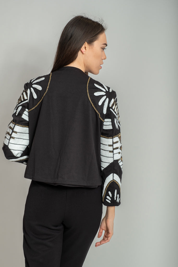 CHACANA EMBELLISHED JACKET (BLACK/WHITE)