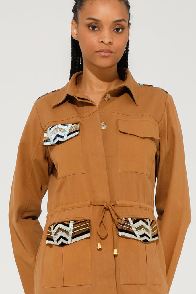 Kate Embellished Jacket (Brown)