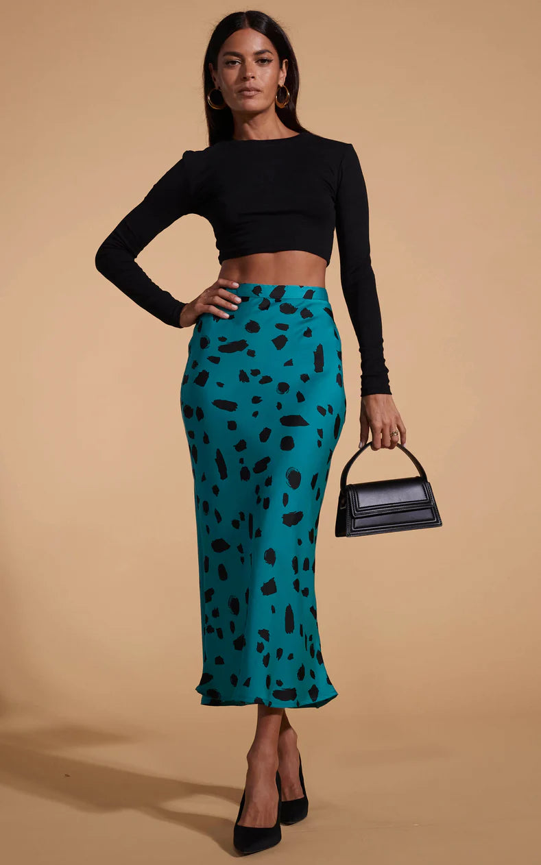 Renzo Skirt (Abstract Dot on Teal)