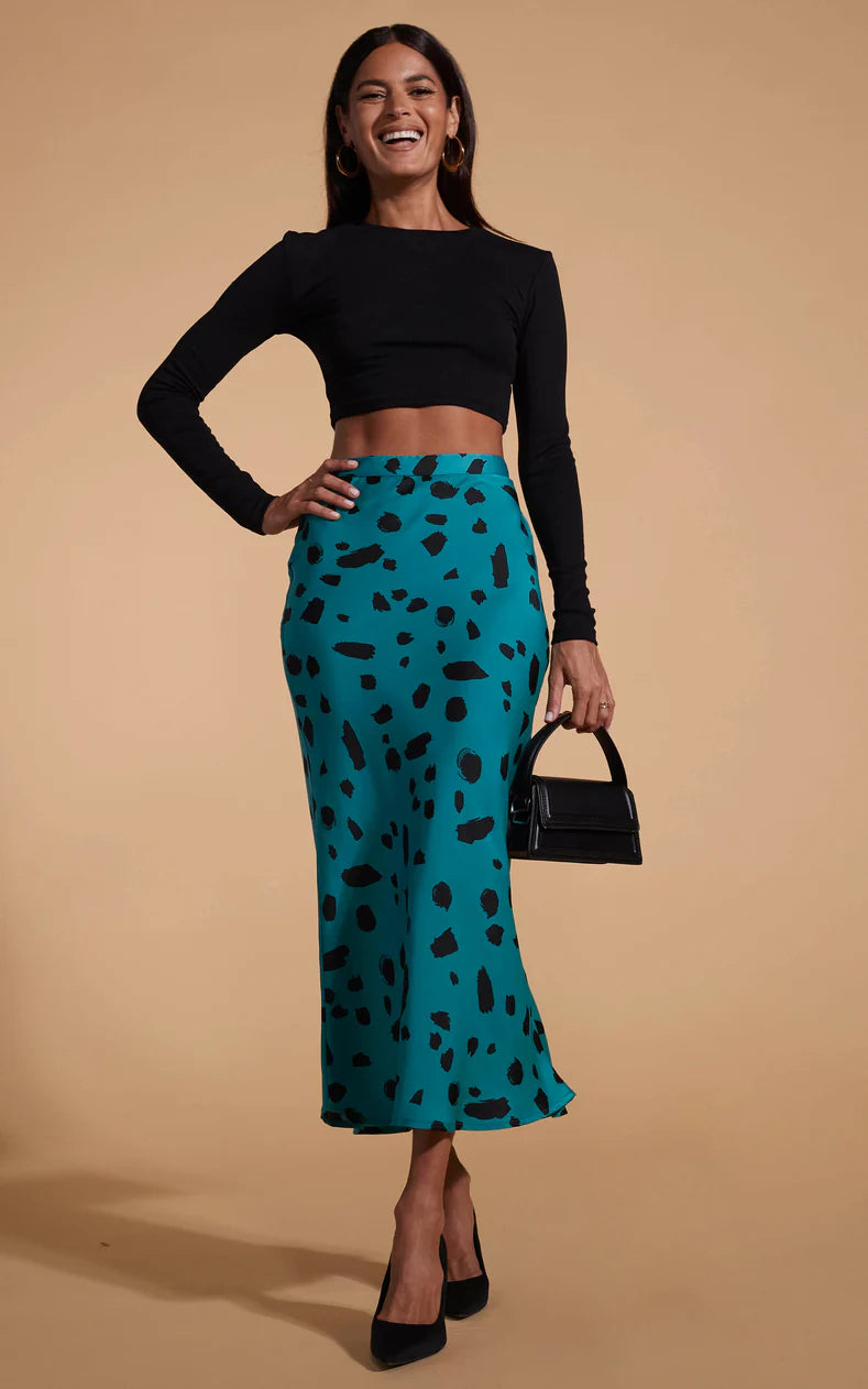Renzo Skirt (Abstract Dot on Teal)