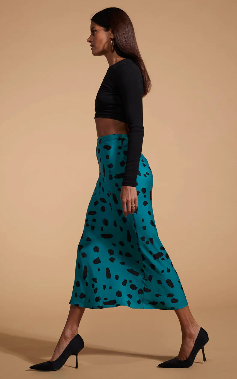 Renzo Skirt (Abstract Dot on Teal)