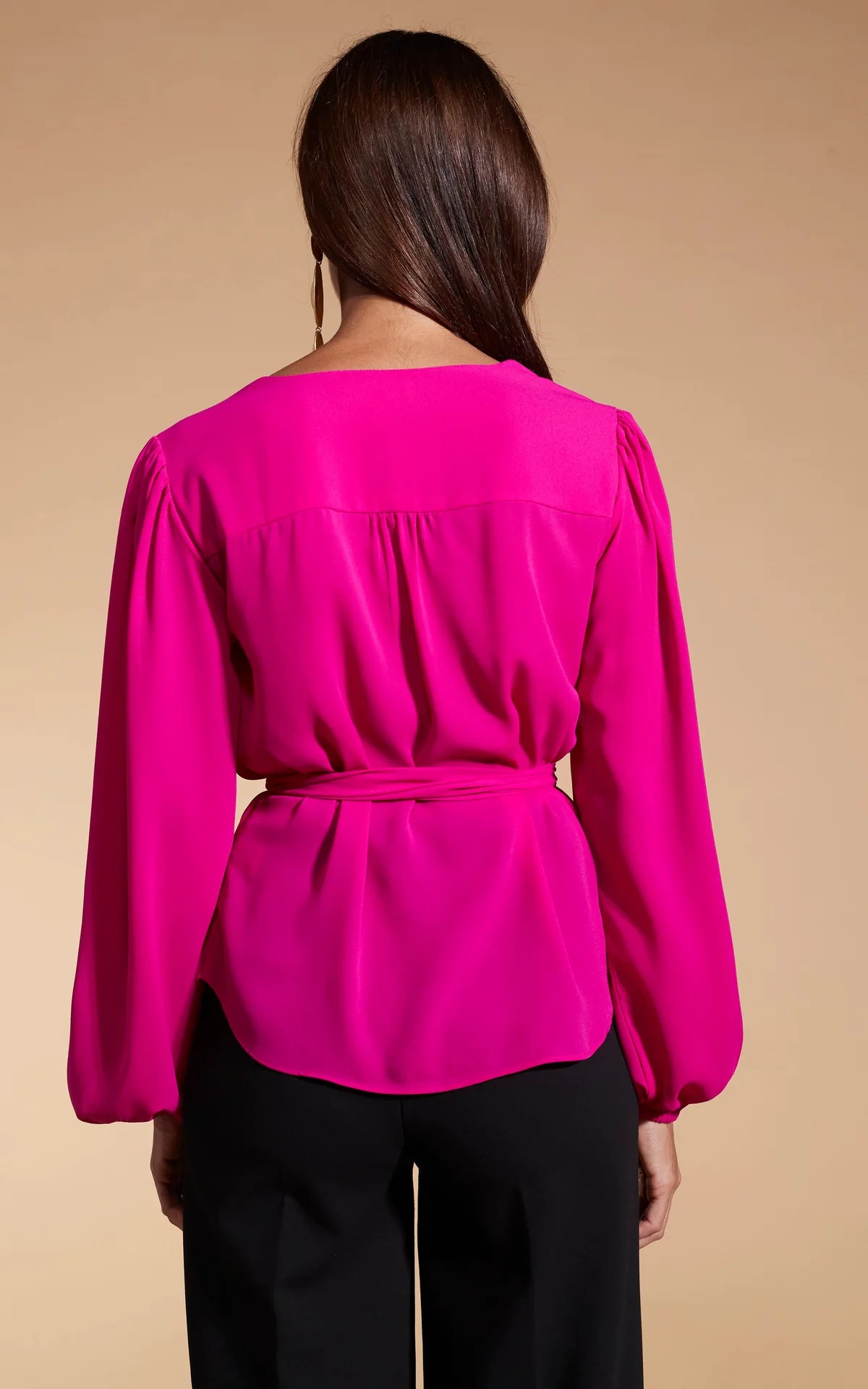 LYMA (MULTI-WAY) TIE NECK TOP IN SOLID MAGENTA