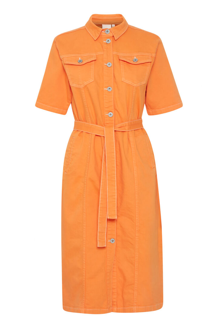 CENNY DENIM SHIRT DRESS (ORANGE)