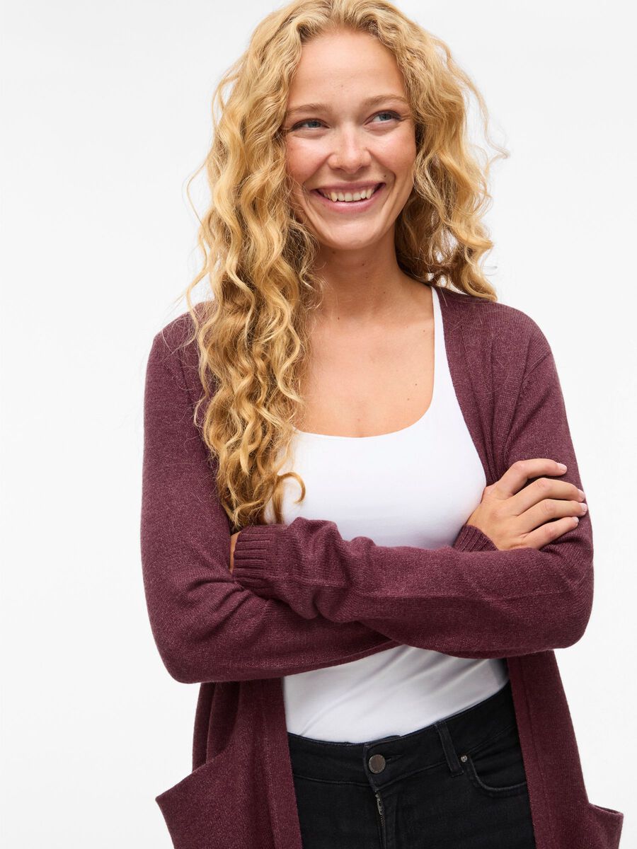 Sian Longline Cardigan (Fig/Dark Melange)