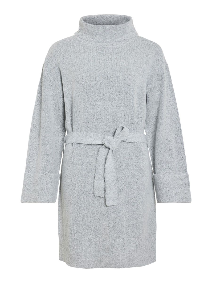 Alva Tie Belt Knit Dress (Light Grey/Melange)