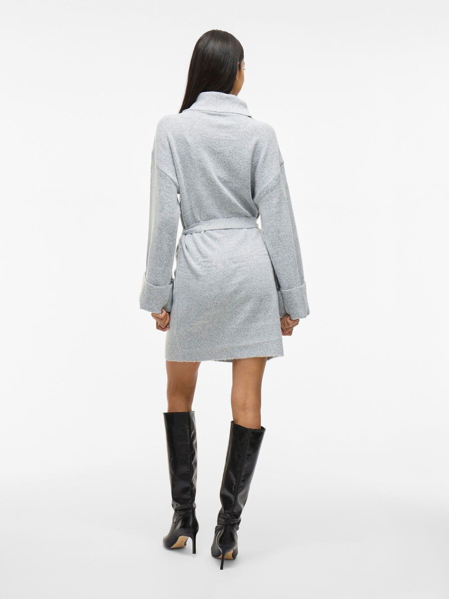 Alva Tie Belt Knit Dress (Light Grey/Melange)