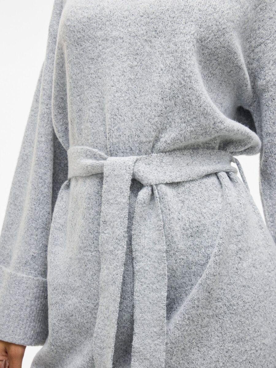 Alva Tie Belt Knit Dress (Light Grey/Melange)