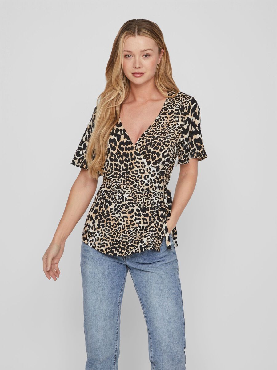 VIPA WRAP TOP (BLACK/LEOPARD)