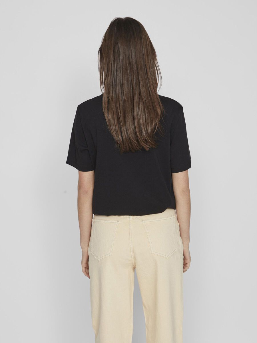 FACE PRINTED COTTON T-SHIRT (BLACK)