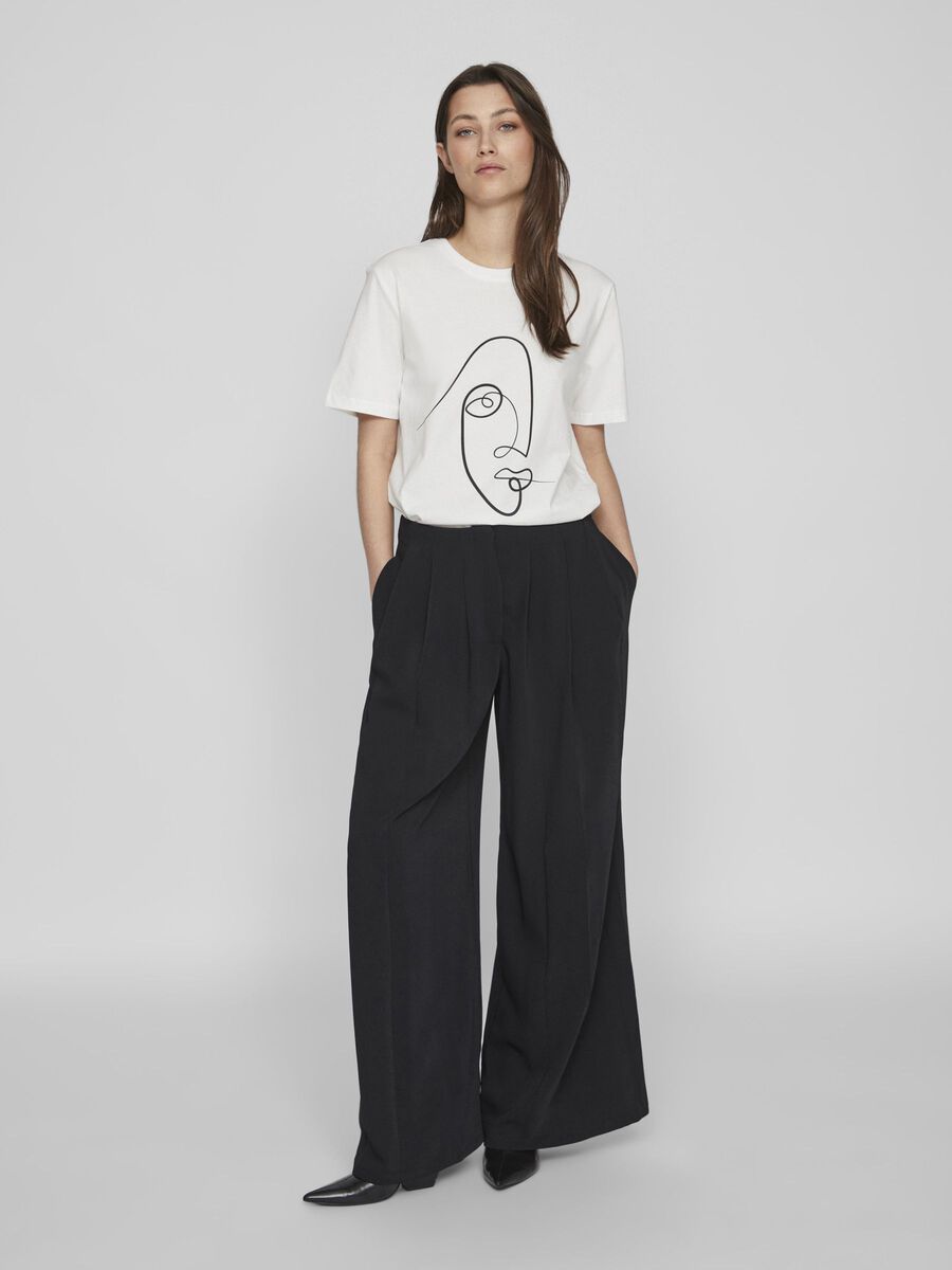 FACE PRINTED COTTON T-SHIRT (WHITE)