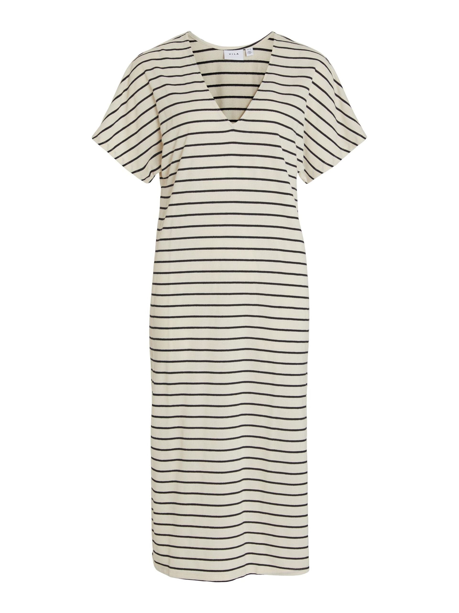 Vialo Short Sleeve Midi Dress (Birch/ Black)