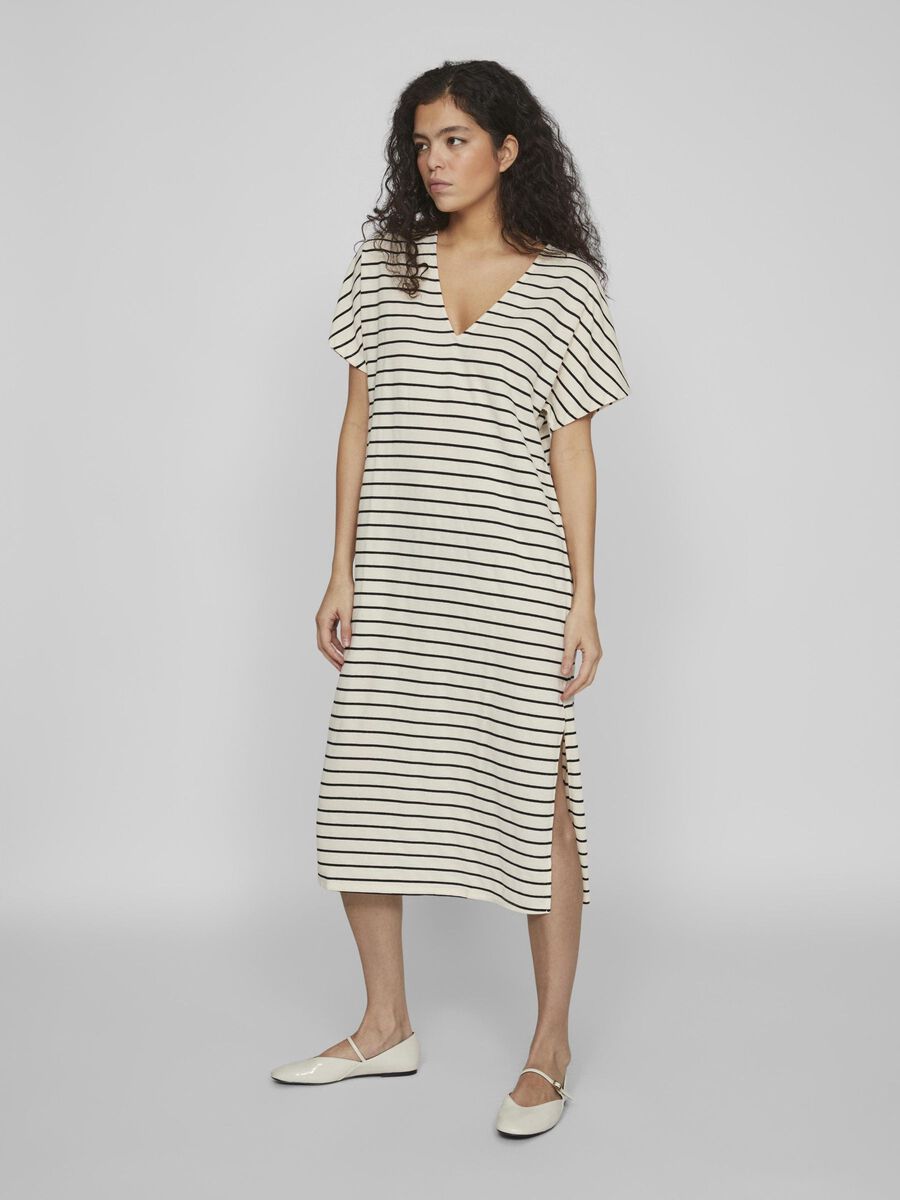 Vialo Short Sleeve Midi Dress (Birch/ Black)