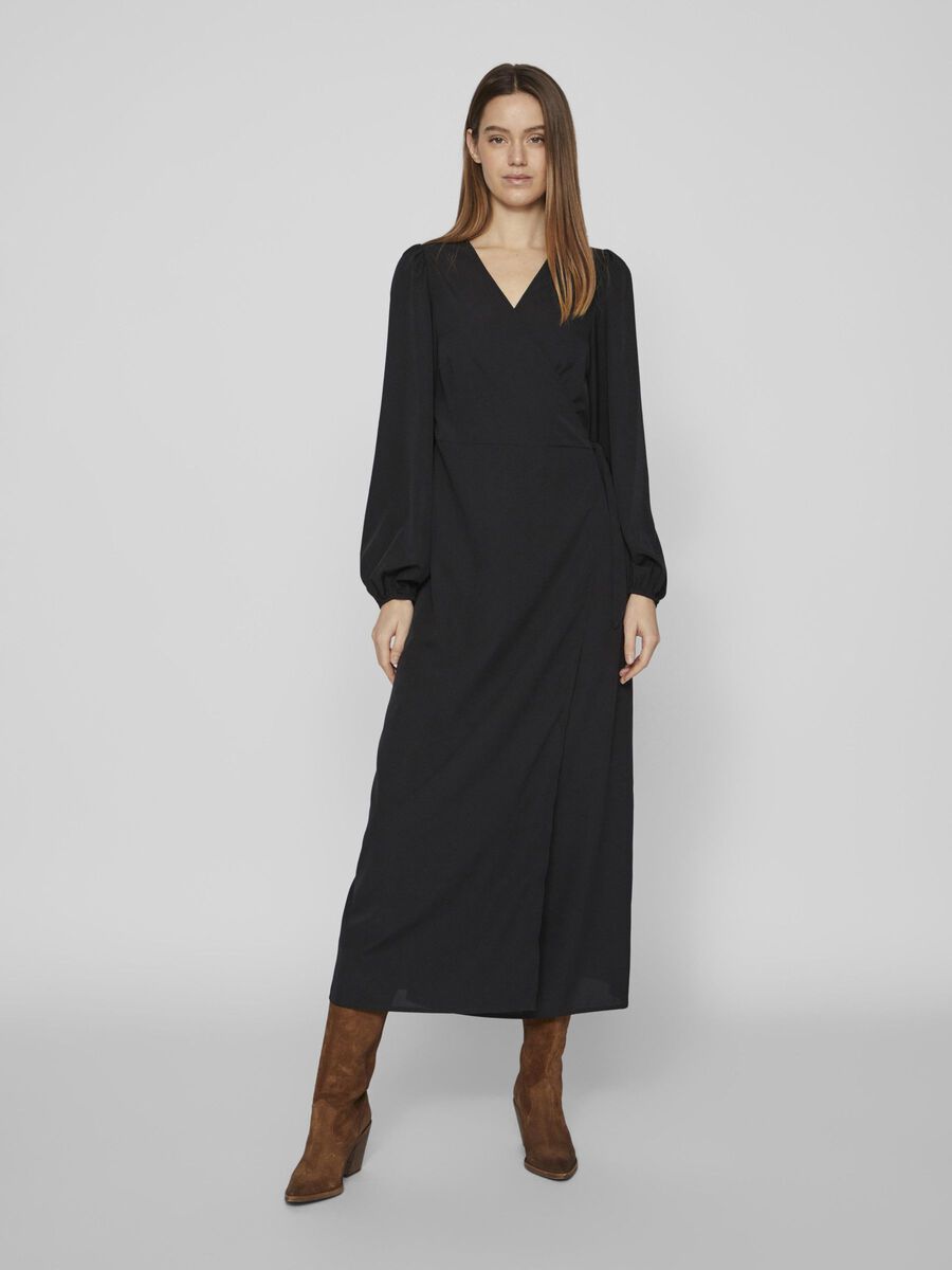 GRAFFY LONG WRAP DRESS (BLACK)