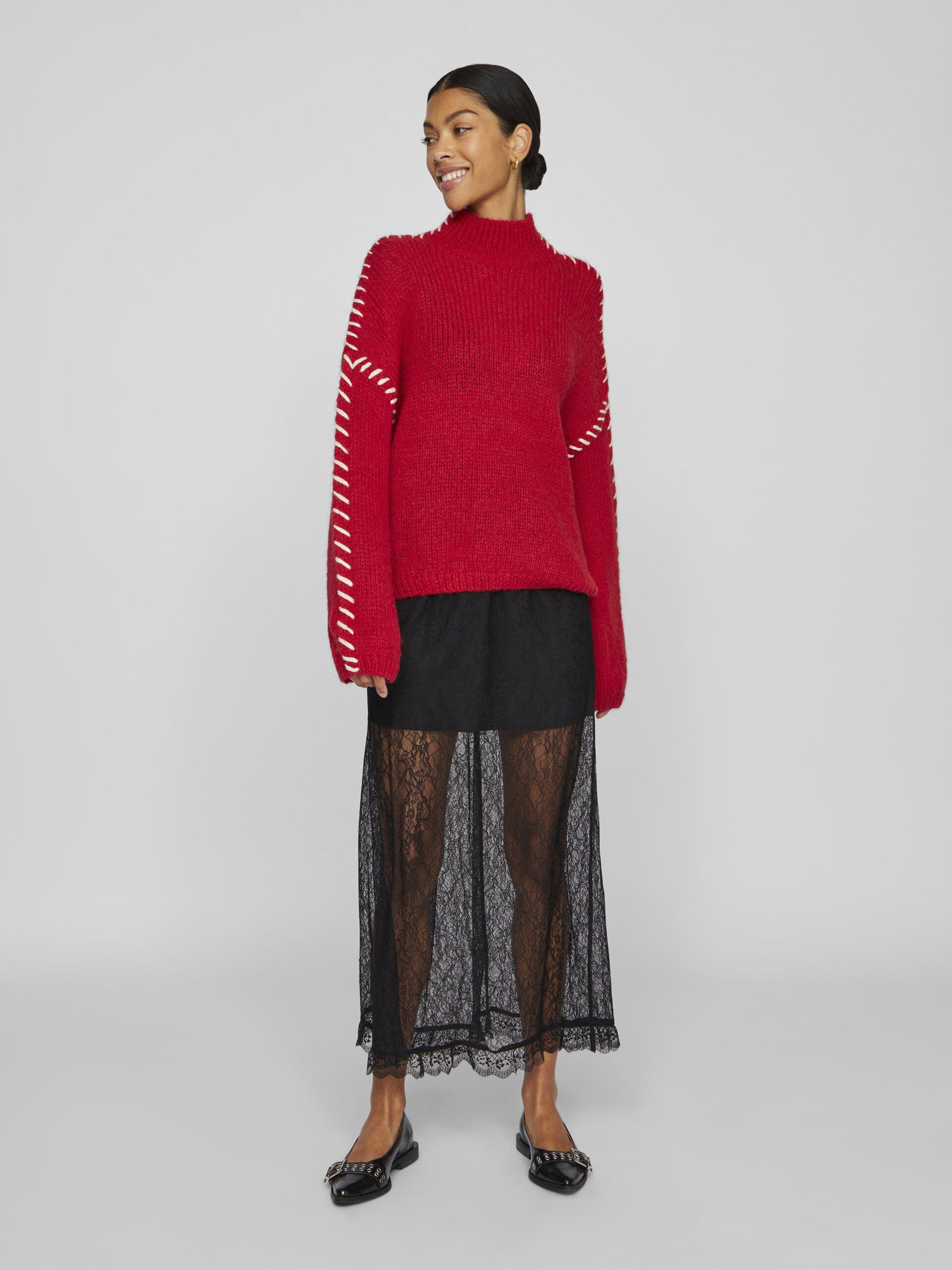 Hoca Turtle Neck Jumper (Cherry/White)