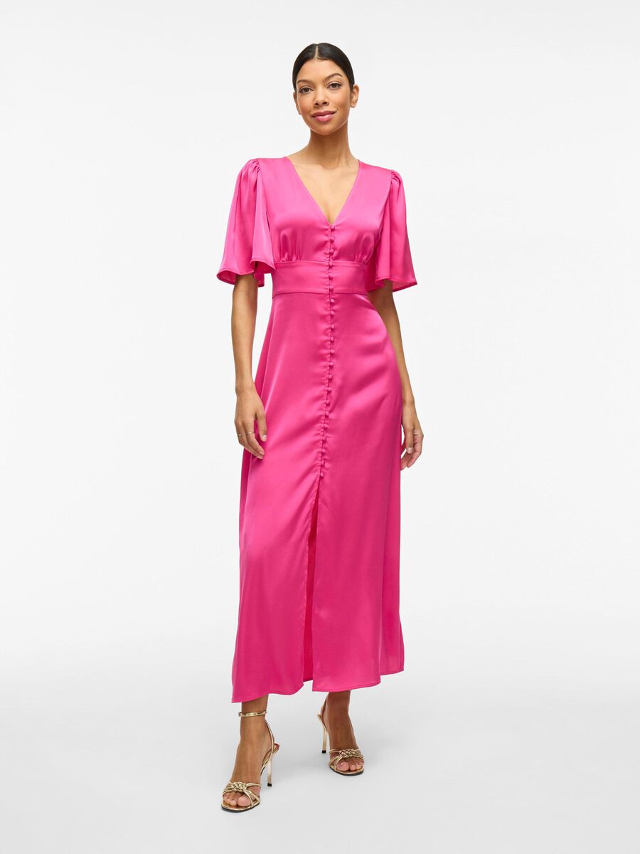 Ravenna V-Neck Ankle Dress (Raspberry Rose)