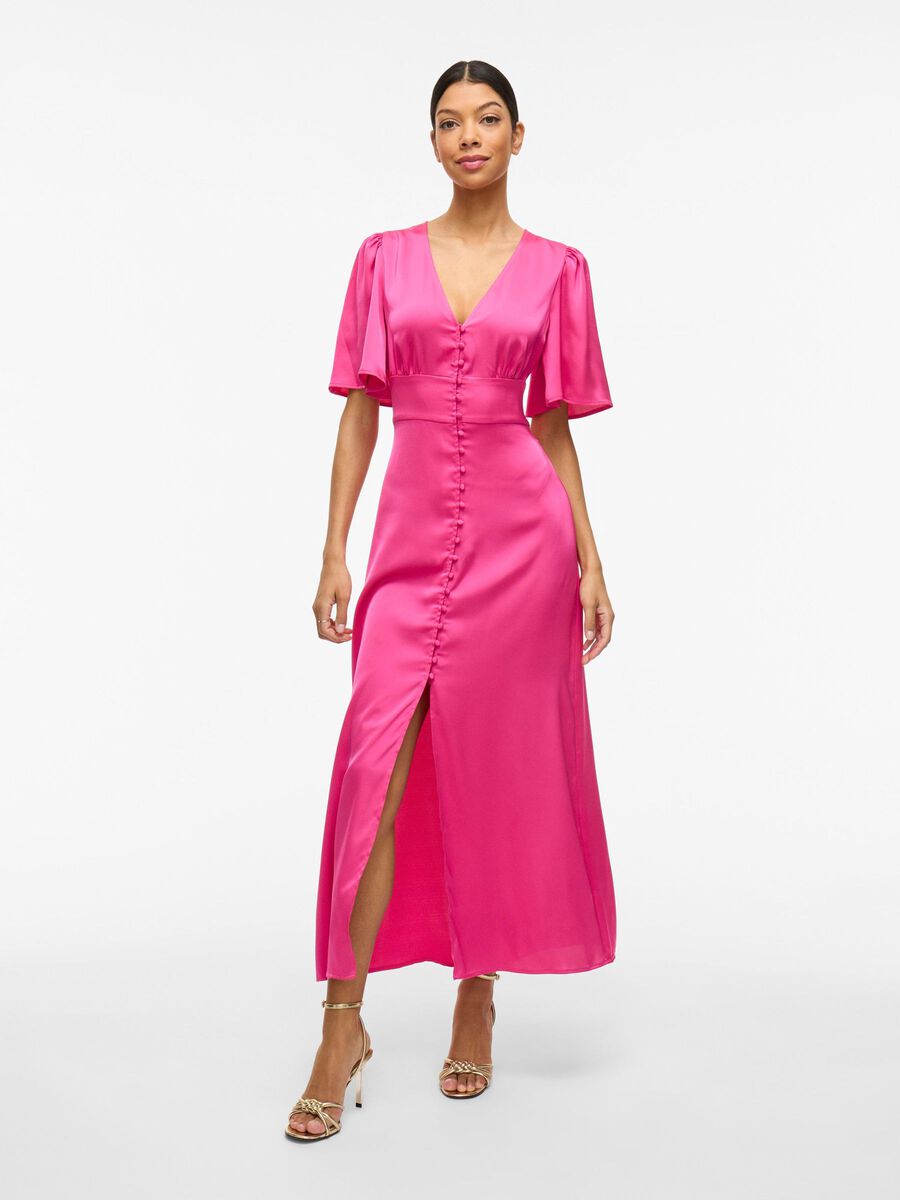 Ravenna V-Neck Ankle Dress (Raspberry Rose)