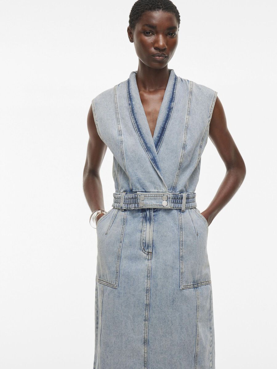 Lana Midi Denim Dress (Light Blue Denim)