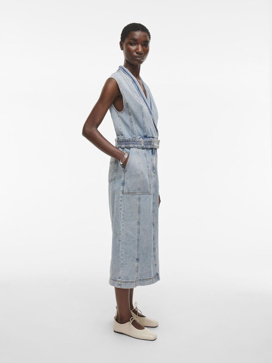 Lana Midi Denim Dress (Light Blue Denim)