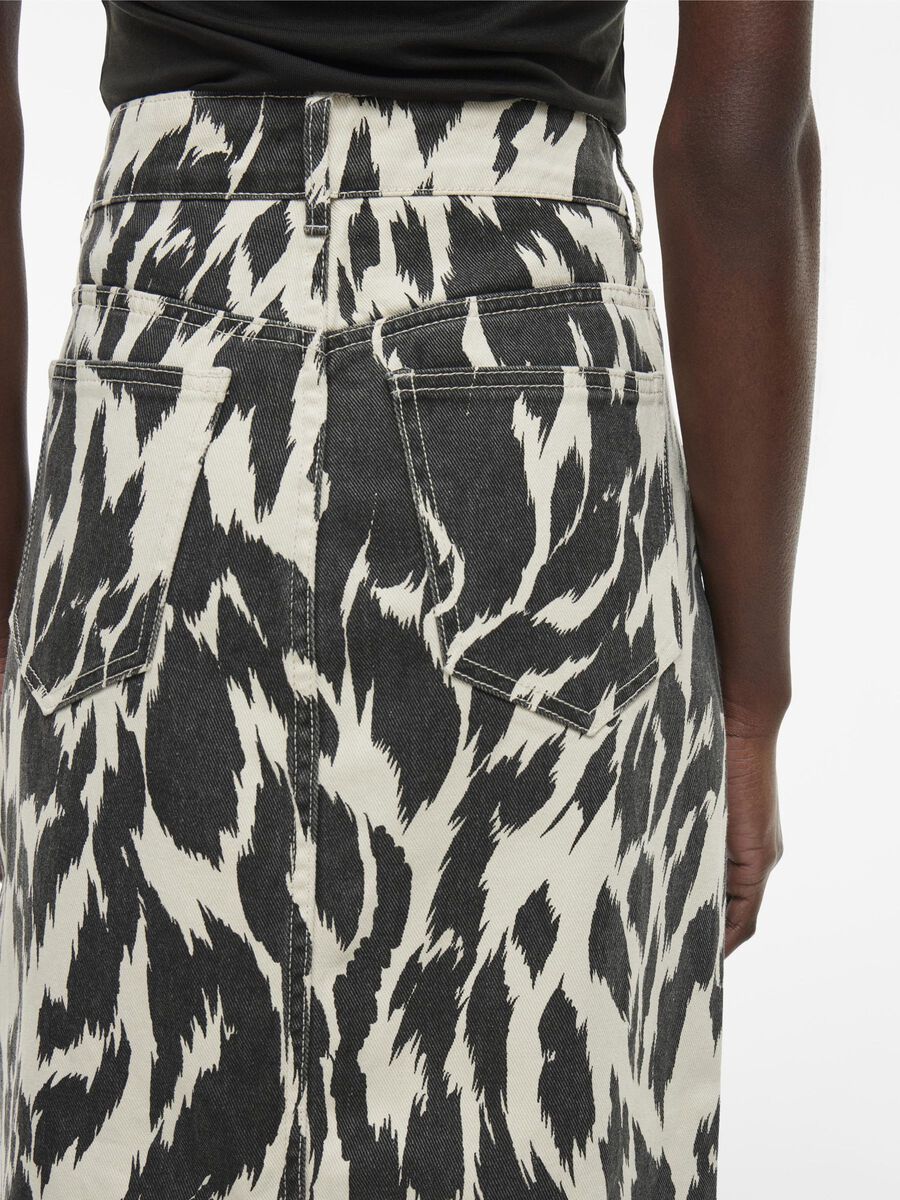 Nova Printed Denim Midi Skirt (Birch)