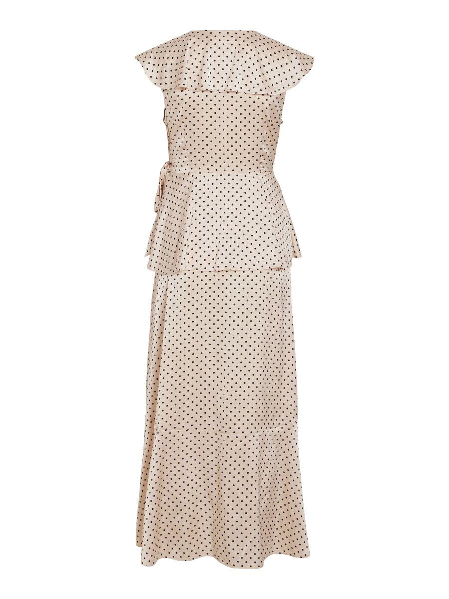 Kimmie Maxi Wrap Dress (Peach Whip/Black Dots)