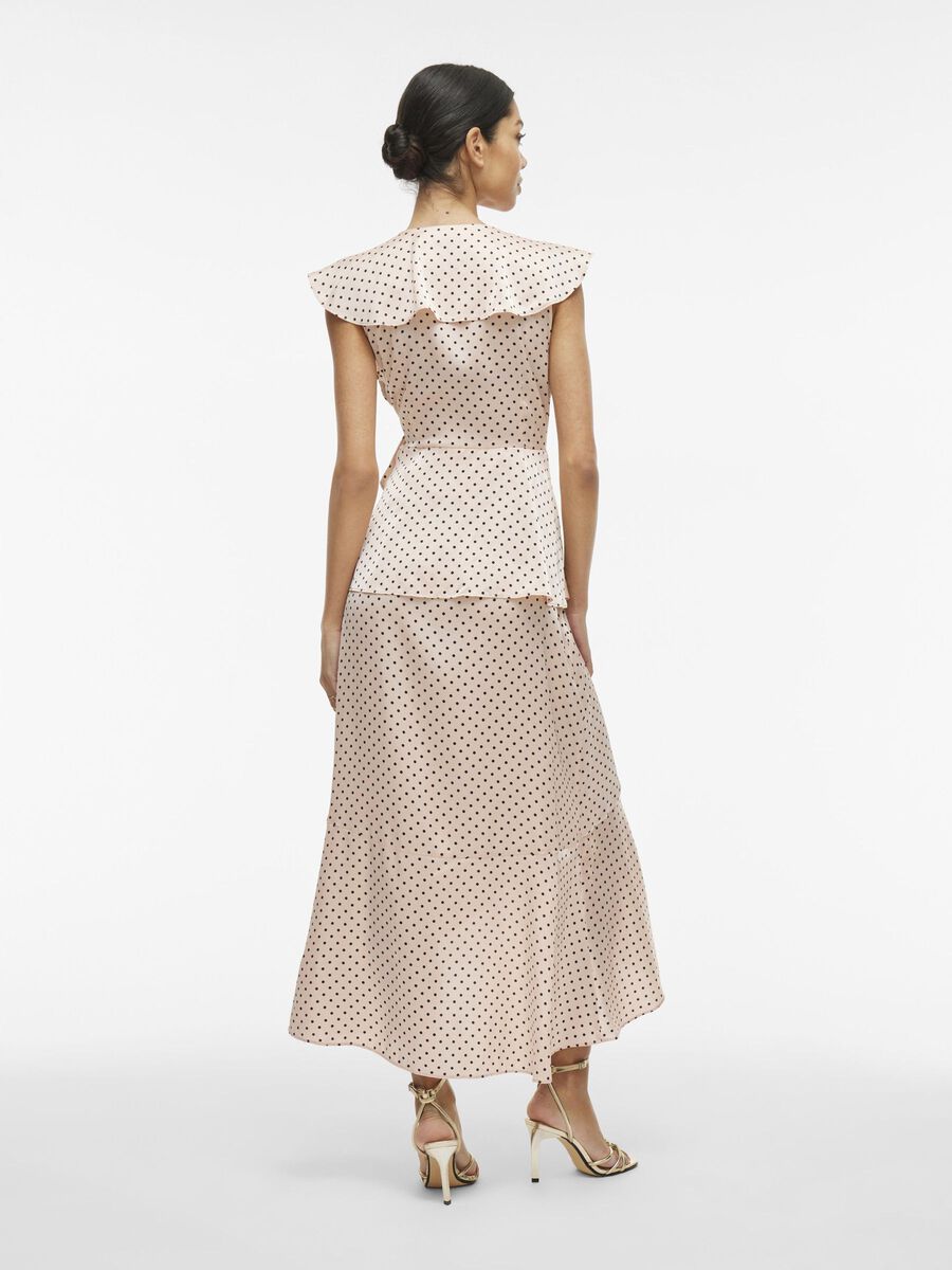 Kimmie Maxi Wrap Dress (Peach Whip/Black Dots)