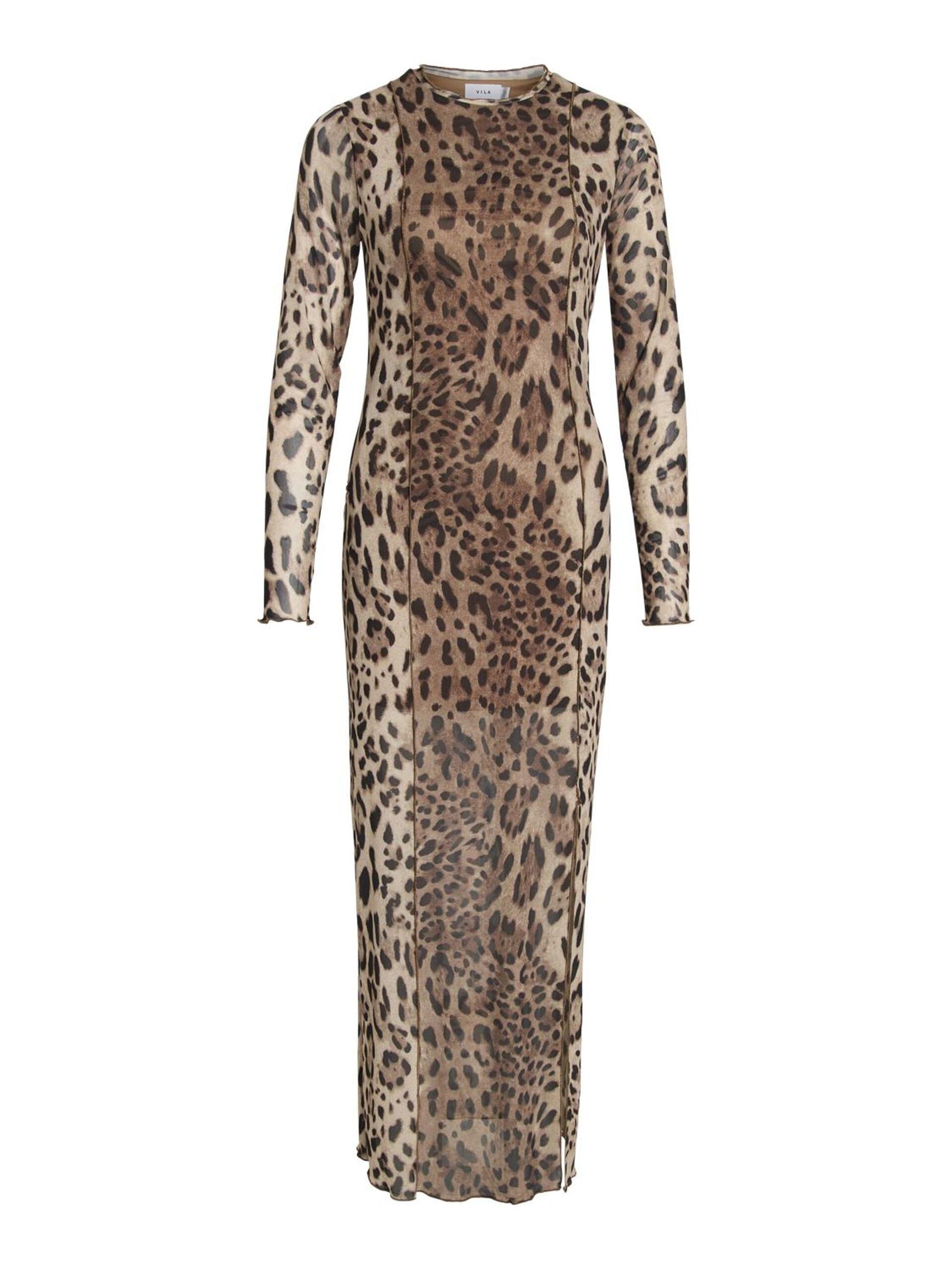 Ninna Mesh Midi Dress (Black/Leopard)