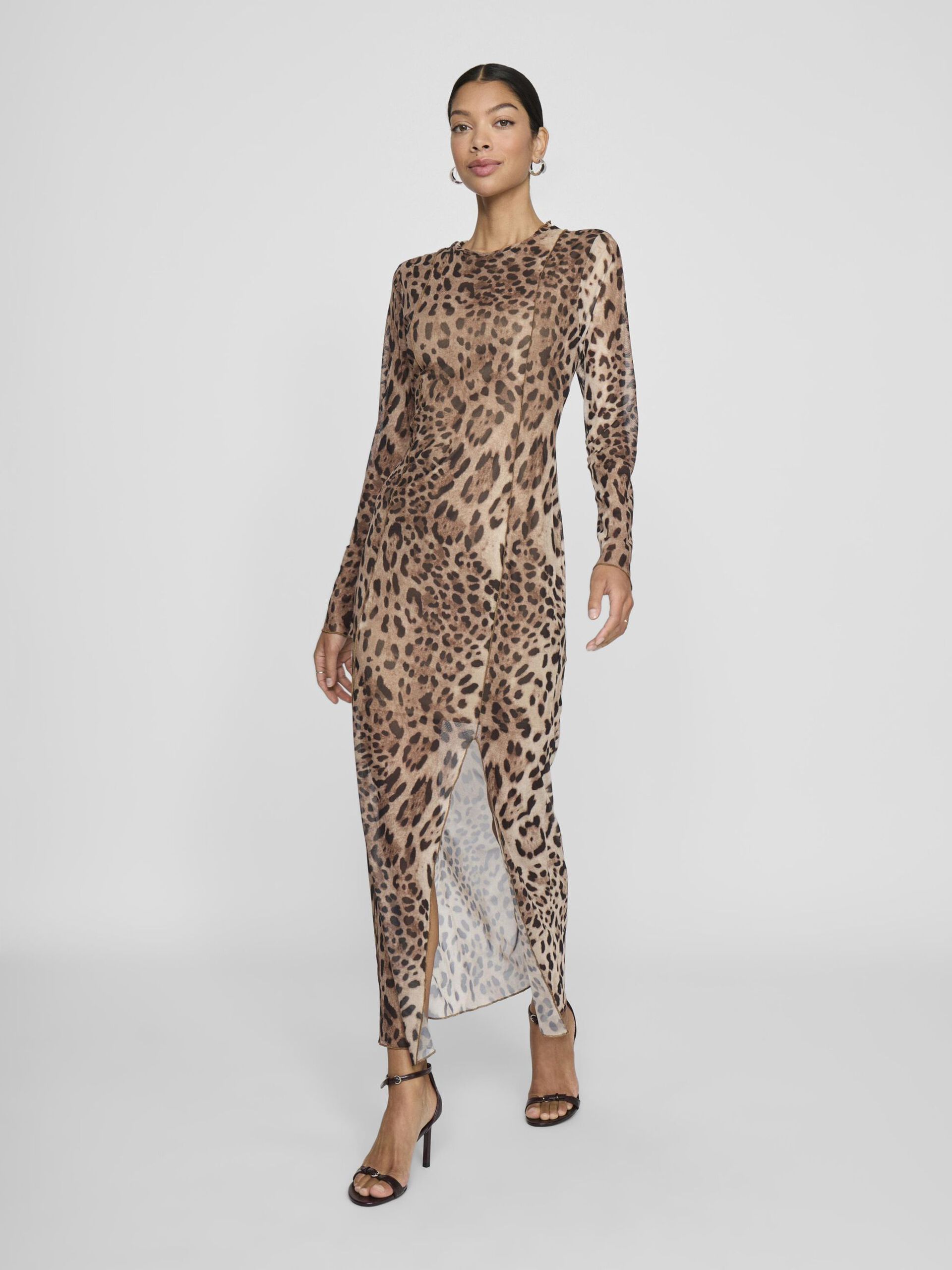 Ninna Mesh Midi Dress (Black/Leopard)