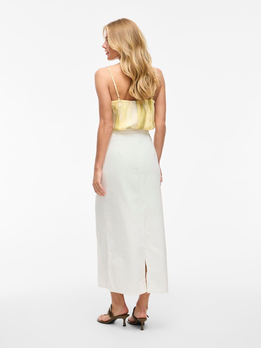 Paige Denim Maxi Skirt (White)