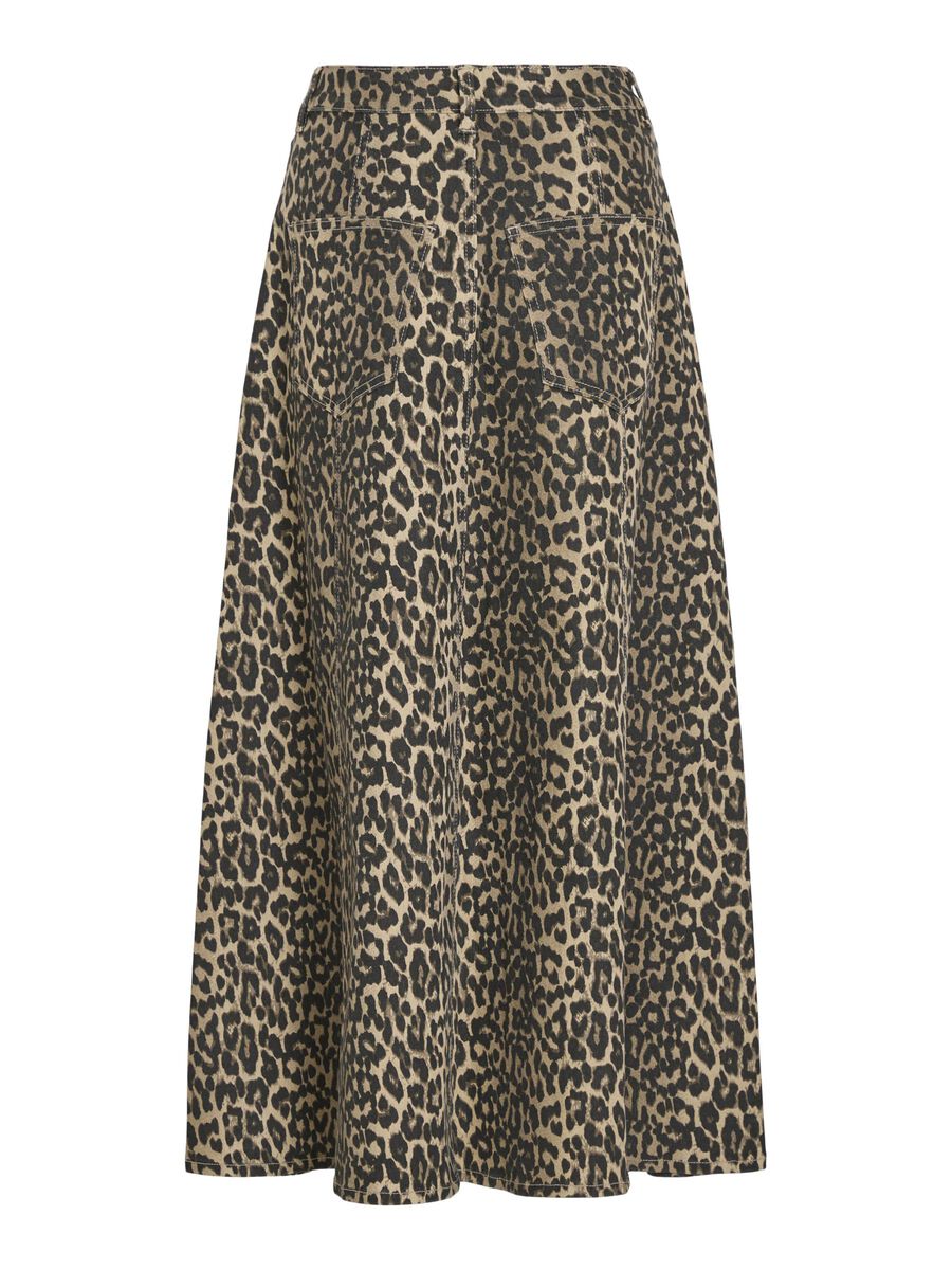 Chia Leopard Print Midi Skirt (Birch/Leopard)