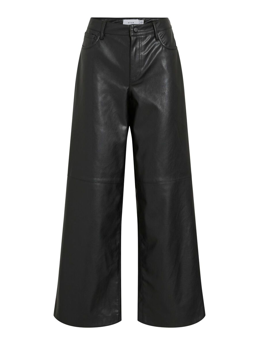 Annie Coated Wide Leg Pants (Black)