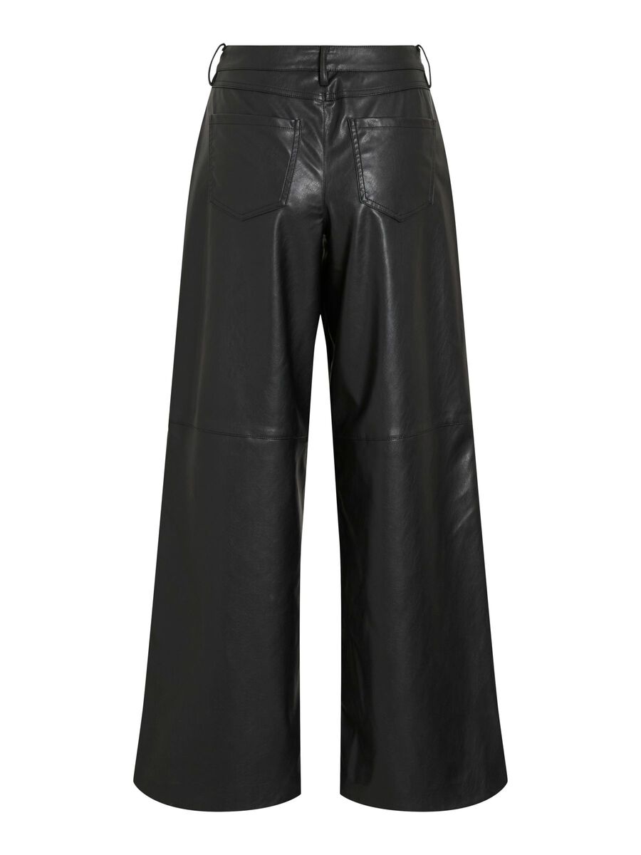 Annie Coated Wide Leg Pants (Black)