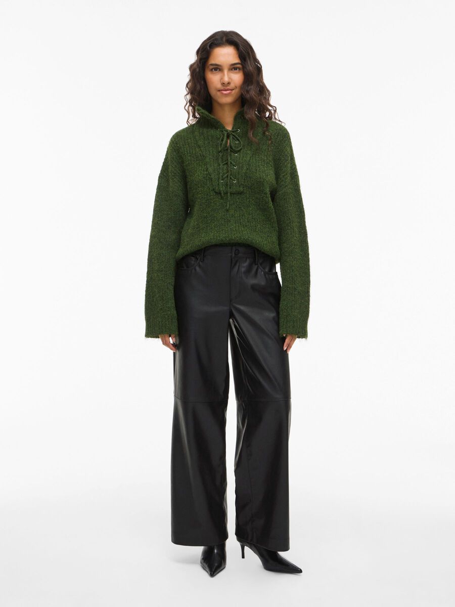 Annie Coated Wide Leg Pants (Black)