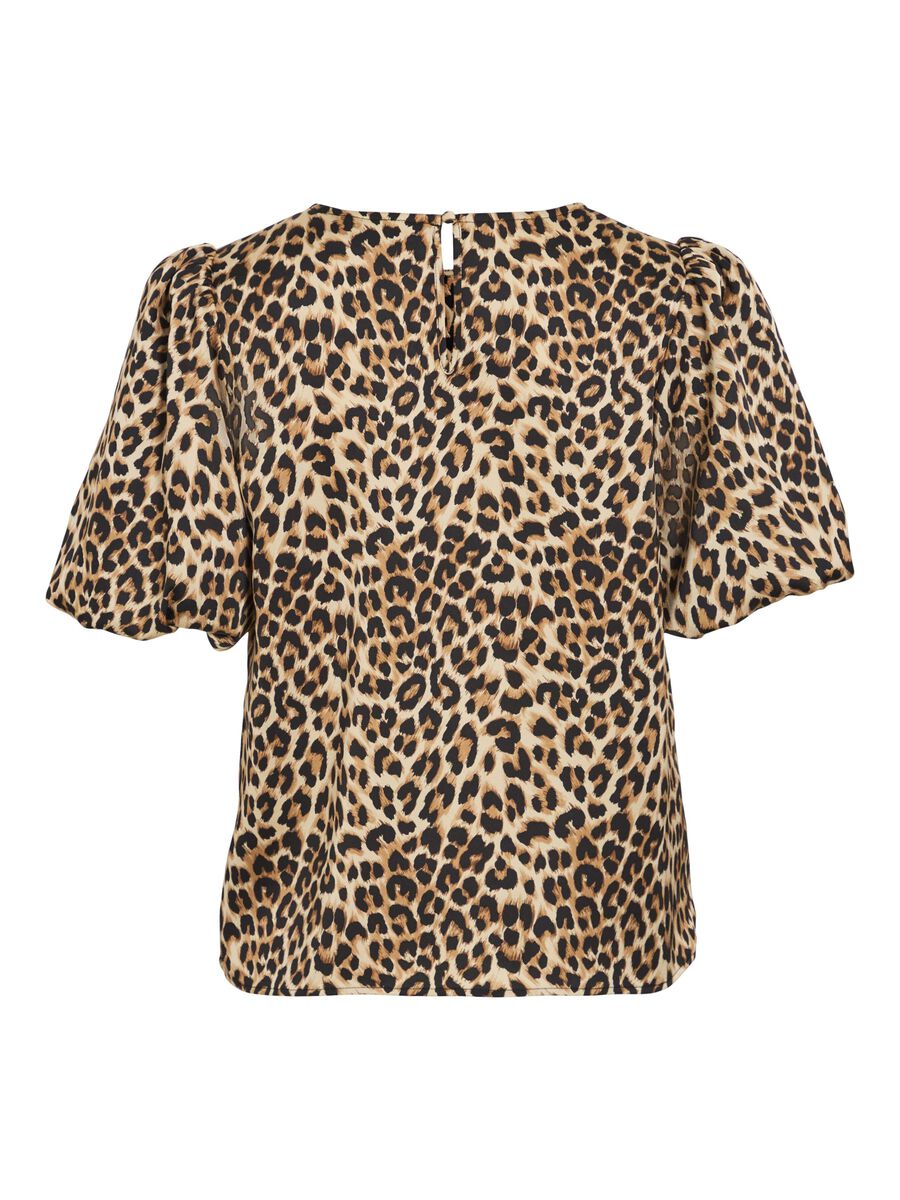 Vanessa Puff Sleeve Top (Caramel Cafe/Leopard)