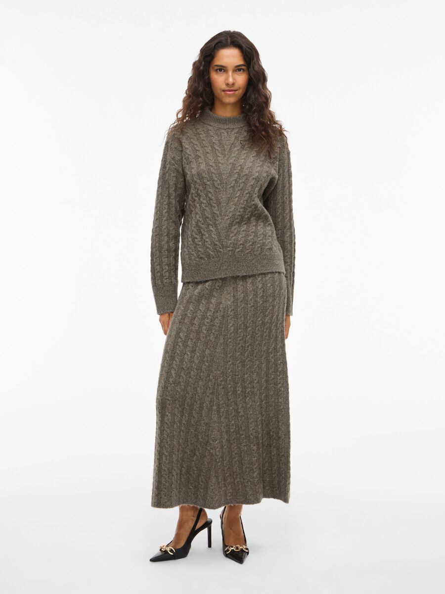 Mandy High Neck Knit Jumper (Falcon/Melange)