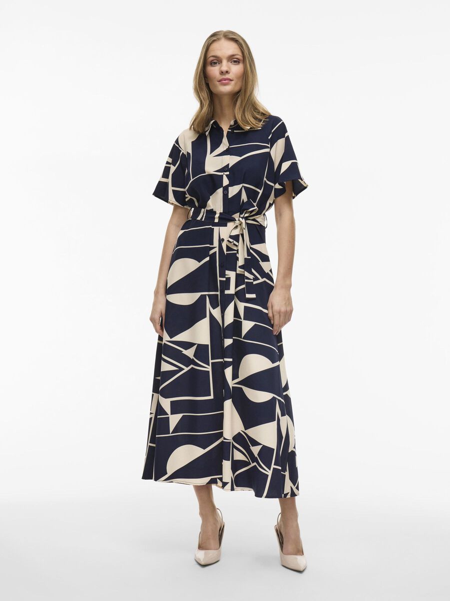 Eve Midi Shirt Dress (Navy/Birch)