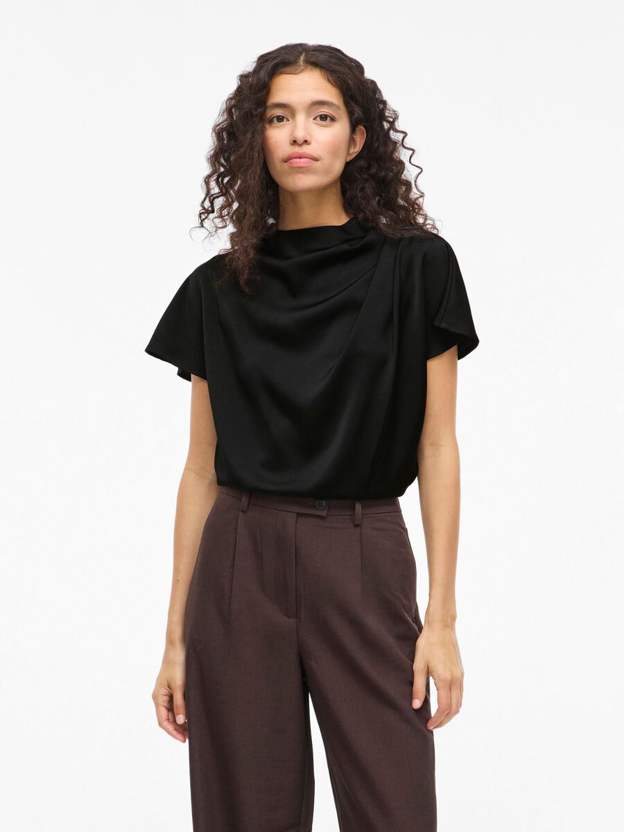 Mina Funnel Neck Top (Black Beauty)