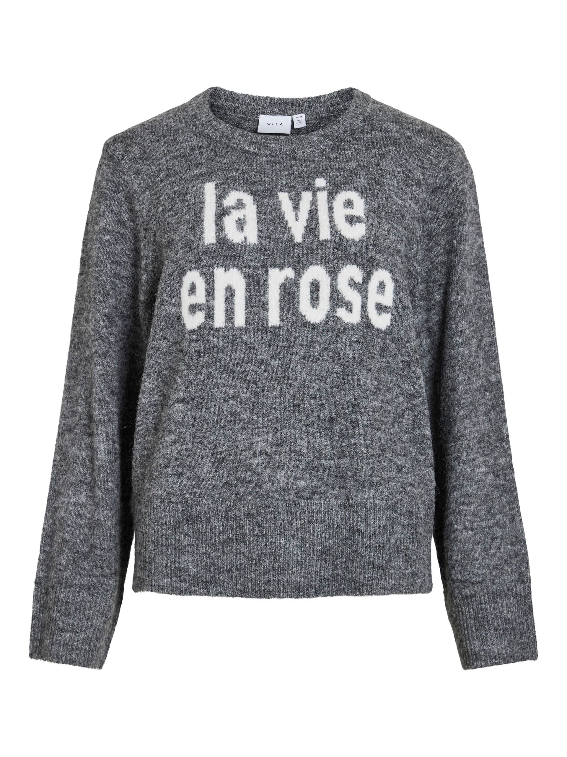 Melie Knit Jumper (Medium Grey Melange/White)