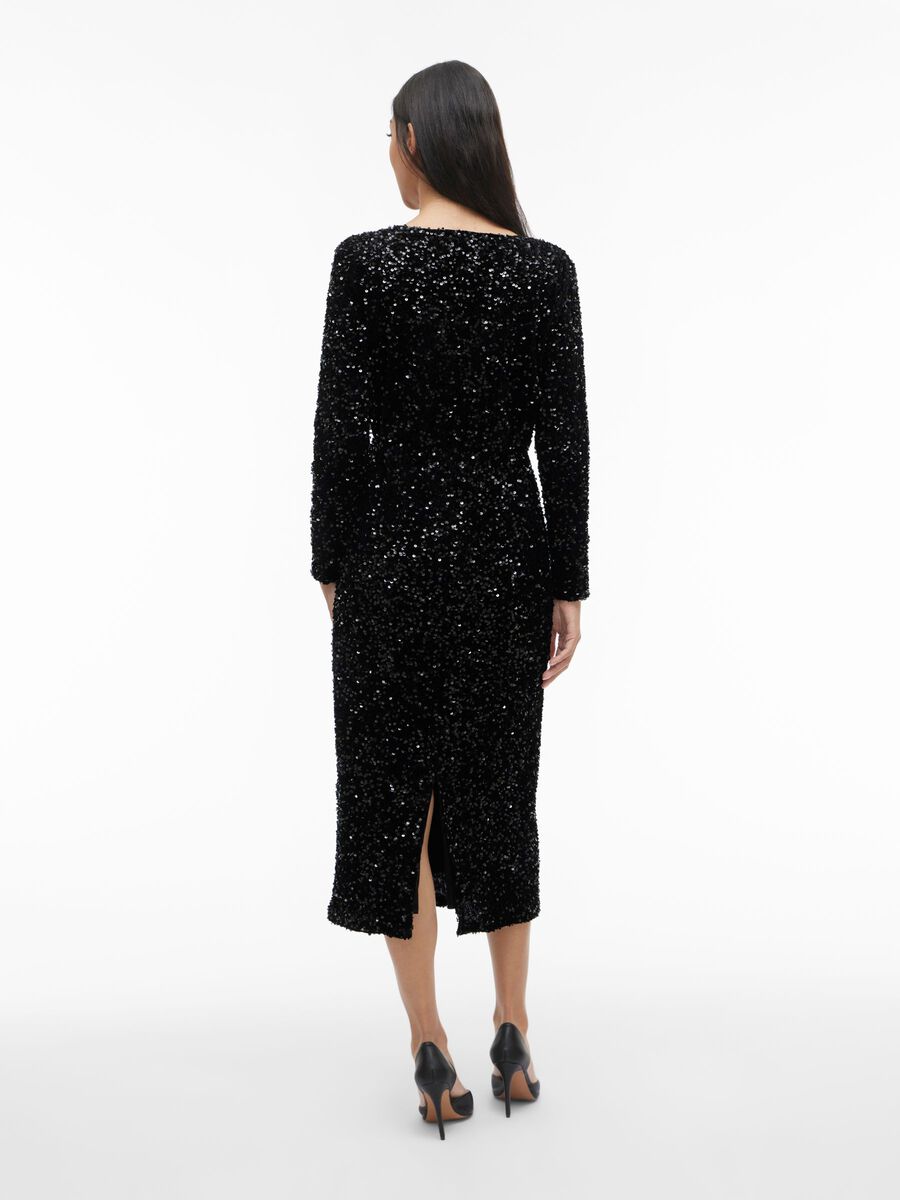 Faith Sequin Midi Dress (Black Beauty)