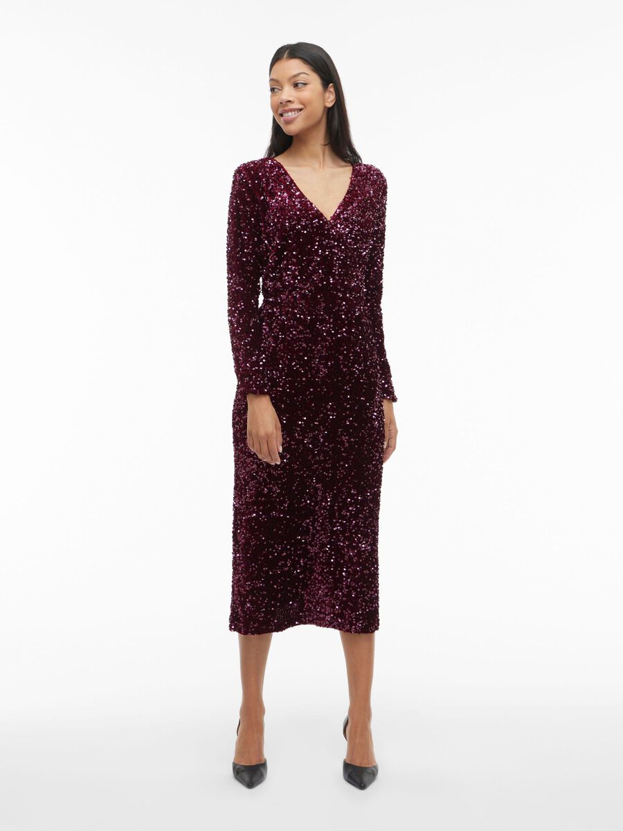 Faith Sequin Midi Dress (Fig)