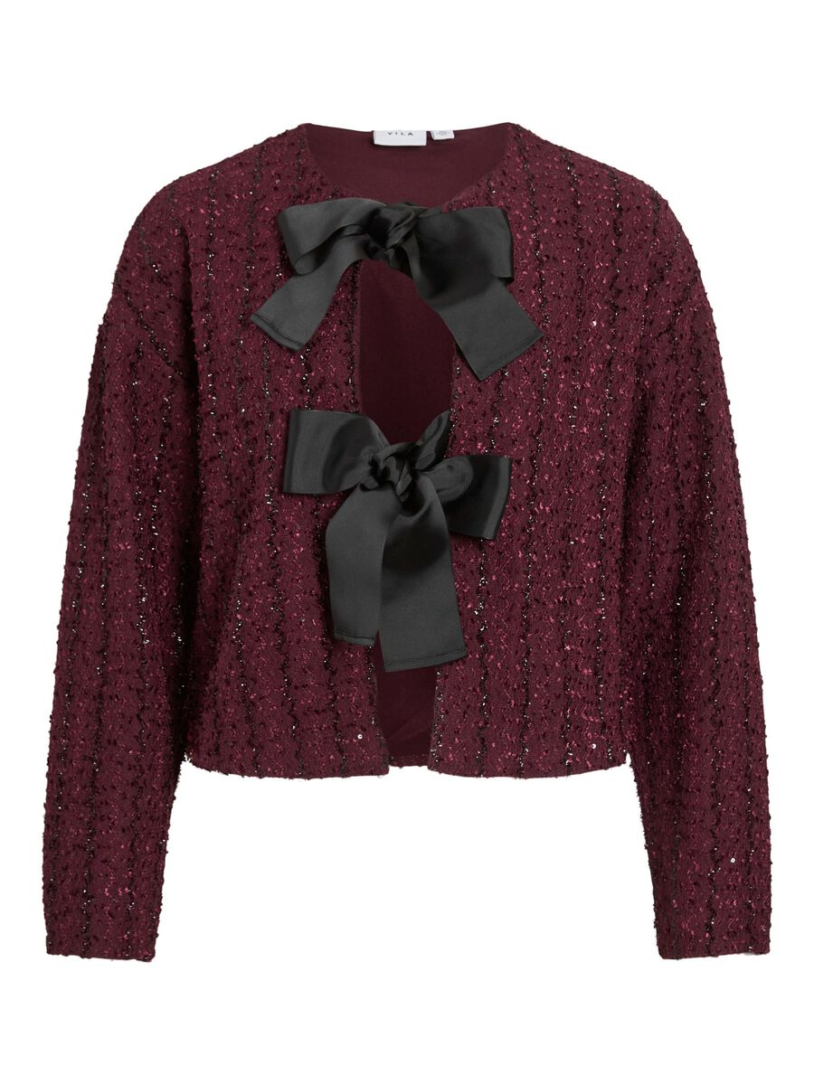 Otta Bow Detailed Cardigan (Fig/Black Bows)